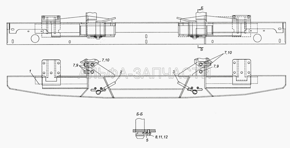 4308-2801003-10 Установка буксирной поперечины (1/58405/31 Болт М16х1,5-6gх50) 